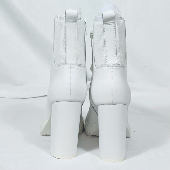Steve Madden Latch Boots Women 8.5 Leather Lace Up Ankle High Heel Combat New - Picture 6 of 10